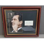 RICHARD NIXON US PRESIDENT 1969-1974 SIGNED WHEN VICE PRESIDENT PRINTED CARD, FRAMED TOGETHER WITH A