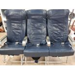 ROW OF 3 VINTAGE AEROPLANE SEATS