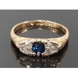 18CT GOLD SAPPHIRE AND DIAMOND RING 3.1G SIZE M