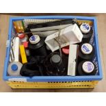 BOX OF MISCELLANEOUS INK BOTTLES, KODAK PAPERS AND PHOTOCHEM RAPID FIXER ETC