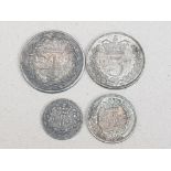 1867 QUEEN VICTORIA YOUNG HEAD MAUNDY COIN SET, EF TO UNC, DARKLY TONED, THE THREEPENCE AND TWOPENCE