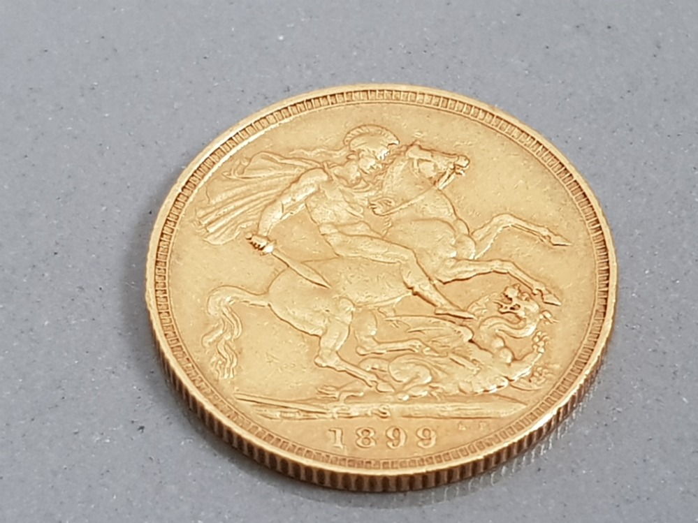 22CT GOLD 1899 FULL SOVEREIGN COIN MINTED IN SYDNEY AUSTRALIA