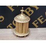 SOLID BRASS LIDDED EASTERN STYLE CANDLE HOLDER 27CM