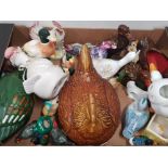 A CRATE CONTAINING A VERY LARGE QUANTITY OF DUCK AND OTHER BIRDS ORNAMENTS INC VISONS HANDPAINTED