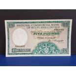 BANKNOTES NATIONAL COMMERCIAL BANK OF SCOTLAND LTD £5 DATED 3.1.1961 SERIES H PINHOLE PRESSED VF