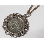 1939 THREEPENCE COIN MOUNTED IN SILVER WITH CHAIN 6.2G