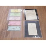 TRAVELLERS CHEQUES 1949-1954 SPECIMEN OVERPRINTED EXAMPLES OF NEW DESIGNS FOR £2 £5 £10 £20 AND £