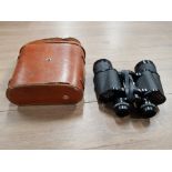 A PAIR OF ZENITH 10 X 50 FIELD BINOCULARS 5.5 IN FITTED LEATHER CASE