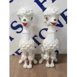 A PAIR OF 1960S LUSTER WARE FRENCH POODLE DOG ORNAMENTS POSSIBLY ITALIAN