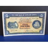 BANKNOTES THE UNION BANK OF SCOTLAND LTD £5 DATED 5.6.1951 SERIES A577/038 ABOUT VF