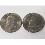 TWO AMERICAN 1976 EISENHOWER ONE DOLLAR COINS, IN VERY GOOD CONDITION