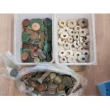 METAL DETECTORS ACCUMILATION OF COINS MAINLY COPPER BUT INCLUDES ANCIENT ROMAN COINS, MOSTLY MIXED
