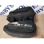 A PAIR OF MOTORBIKE PANNIERS BY OXFORD SPORTS LIFETIME LUGGAGE