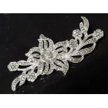 LARGE SILVER AND MARCASITE BROOCH IN FLORAL DESIGN