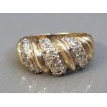 9CT GOLD DIAMOND TURBAN RING 2.6G SIZE L