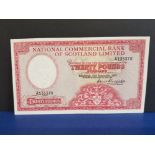 BANKNOTES NATIONAL COMMERCIAL BANK OF SCOTLAND LTD £20 DATED 16.9.1959A FEW EDGE MARK'S GOOD VF