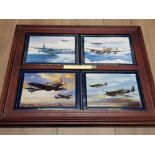 NICELY PRESENTED MAGNIFICENT FOUR FIGHTER PLANE WALL PLAQUE INCLUDES SPITFIRE LANCASTER HURRICANE