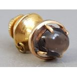 GOLD AND SMOKEY QUARTZ TIE TACK 3.4G