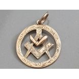 9CT YELLOW GOLD MASONIC PENDANT, 2.4G