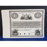 BANKNOTES THE UNION BANK OF SCOTLAND LTD CIRCA 1884 £1 PROOF 3 PUNCH HOLES AND MOUNT MARK'S ON