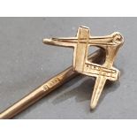 YELLOW GOLD MASONIC TIE PIN 0.6G