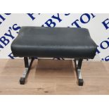 A LEATHER STOOL ON METAL BASE