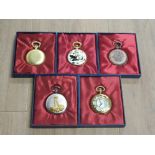 5 BOXED DECORATIVE COLLECTORS POCKET WATCHES