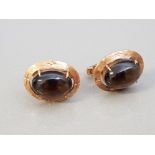 14CT ROSE GOLD SMOKEY QUARTZ CUFFLINKS 9.3G