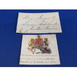 ROYALTY ENVELOPE FRONT ADDRESSED TO QUEEN ADELAIDE WRITTEN IN THE HAND OF QUEEN VICTORIA AND