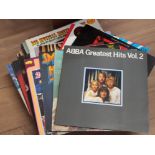 BOX OF LP RECORDS INCLUDES ELVIS PRESLEY ABBA AND MANY MORE