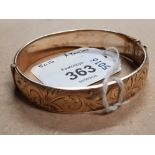 9CT GOLD ON SILVER BANGLE MARKED 1/5 9CT AG AND MAKER R AND W PROBABLY RIGBY AND WILSON FERN