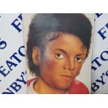 A PRINTED IMAGE OF MICHAEL JACKSON IN 1983 AROUND THE TIME OF HIS THRILLER ALBUM 69.5 x 49CM
