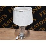 URN SHAPED PRESSED CRYSTAL TABLE LAMP WITH PLEATED SHADE
