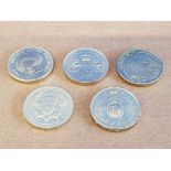 COINS UK £2 X 5 DIFFERENT 1980 - 1990S