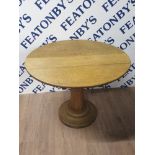 A VINTAGE CIRCULAR TOPPED GEORGIAN TABLE ON HEXAGONAL PILLAR BASE