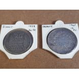 COINS FRANCE SILVER 1929 20 FRANCS AND 1965 10 FRANCS