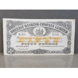 NORTHERN IRELAND BELFAST BANKING CO LTD 50 POUNDS BANKNOTE DATED 3RD DECEMBER 1963, SERIES B. 7014