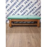 VINTAGE GYMNAST BENCH WITH GREEN CUSHION TO TOP