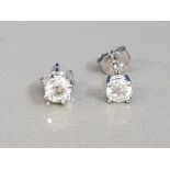 BRAND NEW DIAMOND SOLITAIRE STUDS 2X .5CT SET IN 18CT WHITE GOLD. NEVER BEEN WORN