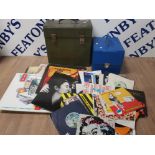 2 RECORD CARRIERS CONTAINING LPS AND 45S SUCH AS JOHN LENNON SEX PISTOLS ETC