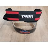 TWO YORK FITNESS WEIGHT LIFTING BELTS ONE IN LEATHER