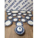 29 PIECES OF FLOW BLUE CHINA BY LINCOLN POTTERY REGENT TO INCLUDE LIDDED TUREEN MEAT PLATTERS ETC