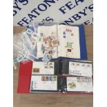 2 FIRST DAY COVER ALBUMS TOGETHER WITH A STAMP ALBUM CONTAINING MISCELLANEOUS STAMPS