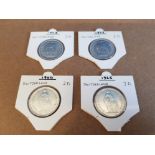 COINS SWITZERLAND SILVER 2 FRANCS X4 1945 1963 1964 AND 1965