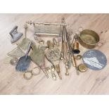BRASSWARE TO INCLUDE BELLOWS TOASTING FORKS FIRESIDE COMPANIONS NUTCRACKER ETC