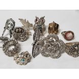 11 VINTAGE DRESS RINGS MAINLY MARCASITE AND DIAMONTE