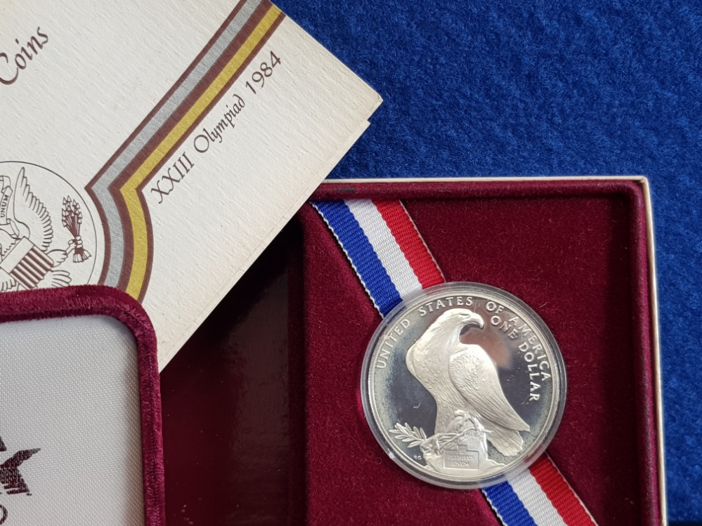 COINS UNITED STATES 1984 ONE DOLLAR SILVER PROOF COIN IN ORIGINAL CASE WITH CERTIFICATE - Image 2 of 2