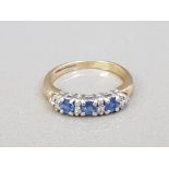 9CT GOLD TANZANITE AND DIAMOND 1/2 ETERNITY STYLE RING 2.1G SIZE K