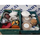 2 BOXES OF MIXED CERAMICS TO INCLUDE LORD NELSON NELSON POTTERY BRIDGEWOOD TUREENS ETC