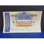 BANKNOTES THE ROYAL BANK OF SCOTLAND £20 DATED 1.12.1952 SERIES F12-2231 INK MARK AT TOP